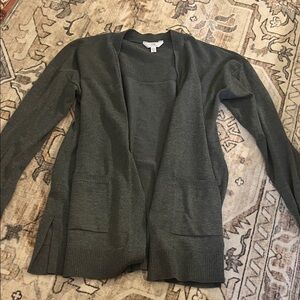 Time and Tru Charcoal Open Front Cardigan